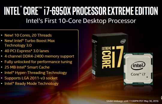 BXL 10 lõi Intel Core i7-6950X Extreme Edition "đội" giá 1.723 USD