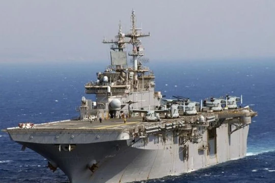 Hải quân Mỹ đã triển khai tàu tấn công đổ bộ USS Wasp ở Nhật Bản từ ngày 14/1/2018. Ảnh: Cankao.