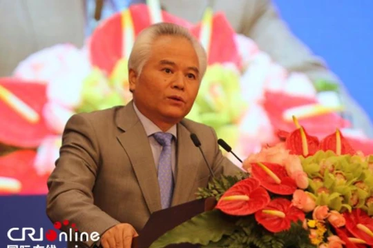 Ngô Sĩ Tồn, Viện trưởng Viện nghiên cứu Biển Đông Trung Quốc phát biểu tại Diễn đàn Hương Sơn. Ảnh: Cri Online/Chinadaily.