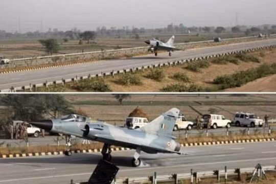 Các máy bay chiến đấu của Không quân Ấn Độ tiến hành diễn tập cất hạ cánh trên đường cao tốc. Ảnh: Cankao