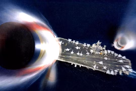 Báo Trung Quốc mô tả tên lửa đạn đạo chống hạm Đông Phong Trung Quốc tấn công tàu sân bay Mỹ. Ảnh: Sina