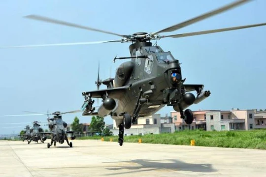 Máy bay trực thăng vũ trang Tập đoàn quân 1 Lục quân Trung Quốc. Ảnh: Guancha