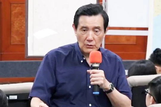 Cựu lãnh đạo Đài Loan Mã Anh Cửu tại Đại học Đông Ngô, Đài Loan. Ảnh: ANNTW