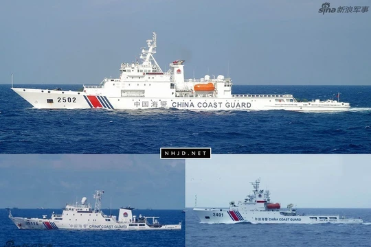 Tàu cảnh sát biển Trung Quốc xâm nhập vùng biển đảo Senkaku. Ảnh: Sina