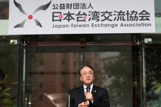 Đại diện Hiệp hội giao lưu Nhật Bản - Đài Loan, ông Mikio Numata tại buổi lễ ra mắt ngày 3/1/2016. Ảnh: SRN News