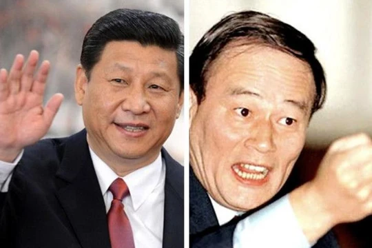 Chủ tịch Trung Quốc Tập Cận Bình và Bí thư Ủy ban Kiểm tra kỷ luật Trung ương Đảng Cộng sản Trung Quốc Vương Kỳ Sơn.
