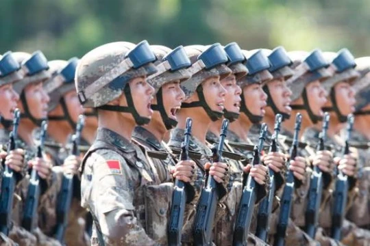 Binh sĩ Trung Quốc tại Lễ duyệt binh ở Quảng trường Thiên An Môn vào ngày 3/9/2015. Ảnh: Cankao