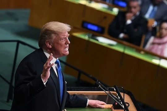 Tổng thống Mỹ Donald Trump phát biểu tại Đại hội đồng Liên hợp quốc ngày 19/9/2017. Ảnh: Sina.