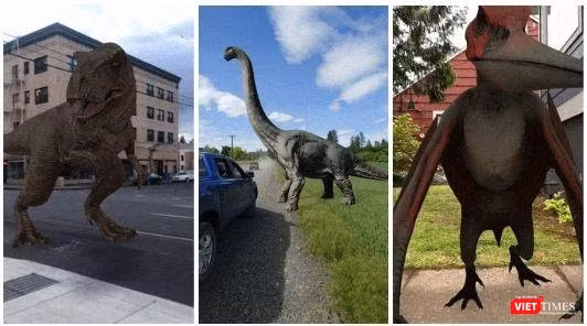 Google ứng dụng AR cho phép người dùng chiêm ngưỡng 10 loài khủng long khác nhau.