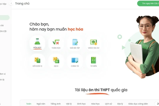 Giao diện Cốc Cốc học tập.