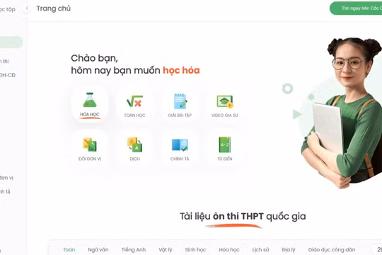 Giao diện Cốc Cốc học tập.