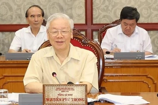 Tổng Bí thư Nguyễn Phú Trọng phát biểu tại cuộc họp. Ảnh: TTXVN.