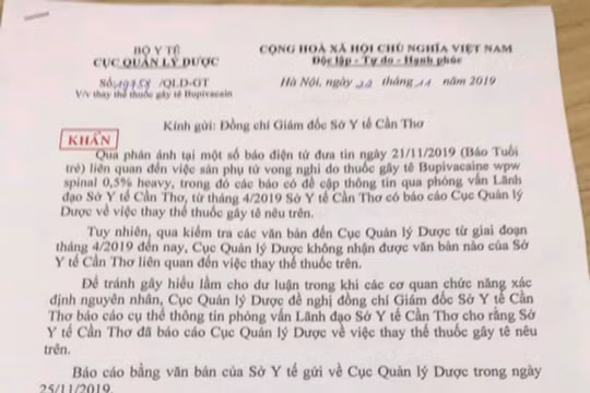 Văn bản của Cục Quản lý Dược ban hành ngày 22/11.