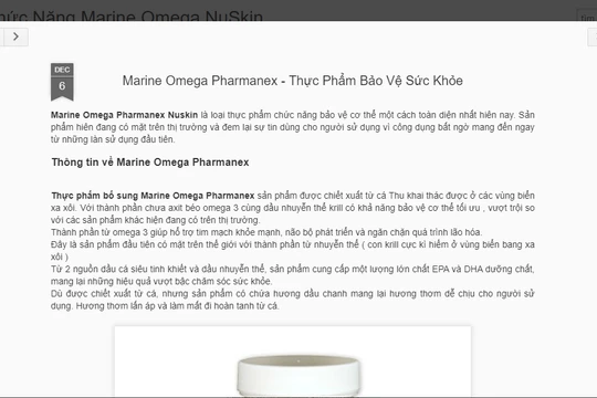 Trang web quảng cáo thực phẩm chức năng lừa dôi người tiêu dùng bị Cục An toàn thực phẩm phát hiện..