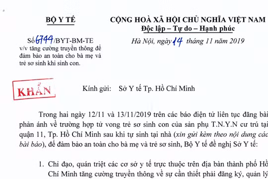 Công văn khẩn của Bộ Y tế về trào lưu sinh con thuận tự nhiên.
