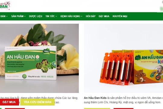 Trang web vi phạm quảng cáo 2 sản phẩm An Hầu Đan Kids và An Hầu Đan.
