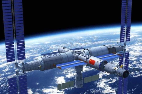 Hình đồ họa mô phỏng Thiên Cung 3 khi đã thành hình trên quỹ đạo. Ảnh: CMSA