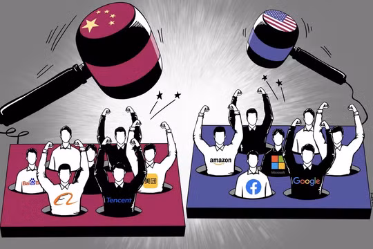 Khác biệt giữa thách thức chống độc quyền Big Tech của Trung Quốc với Google, Amazon, Facebook hay Apple. Ảnh: SCMP