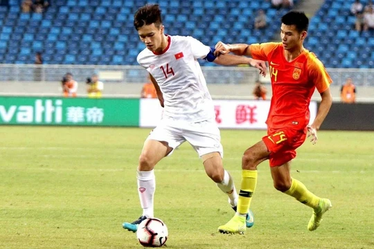 U22 Việt Nam từng thắng chủ nhà U22 Trung Quốc tháng 9/2019. Ảnh: VFF