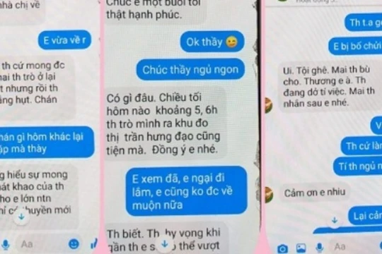Tin nhắn được cho là "gạ tình" của thầy giáo với nữ sinh M.