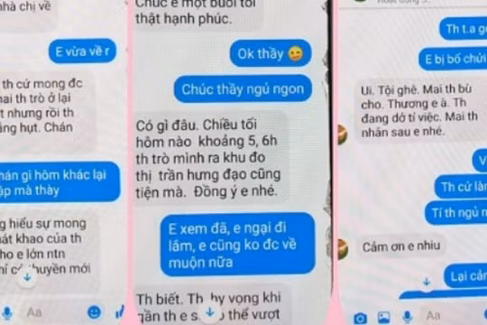 Tin nhắn được cho là "gạ tình" của thầy giáo với nữ sinh M.