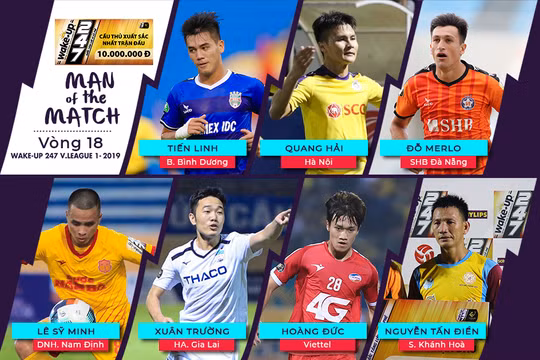 Danh sách 7 cầu thủ xuất sắc nhất trận đấu vòng 18 V.League 2019. Ảnh VPF.