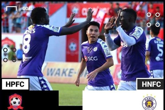 Với chiến thắng 2-1 trên sân Lạch Tray, đương kim vô địch Hà Nội đã trở lại ngôi đầu BXH (ảnh VietTimes)