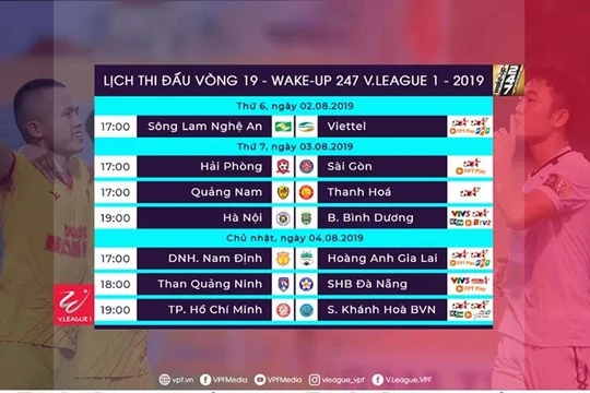 Lịch thi đấu vòng 19 V.League 2019. Ảnh VPF.