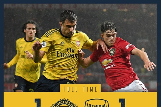 Trận hòa 1-1 với Pháo thủ, khởi đầu tháng 10 giông bão của HLV Ole Gunnar Solskjaer (Ảnh: Fanpage CLB Arsenal)