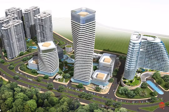 Phối cảnh tổng thể nhìn từ trên cao Khu Công viên CNTT tập trung Quảng Ninh do Hanel đề nghị đầu tư tại phường Tuần Châu, TP.Hạ Long.