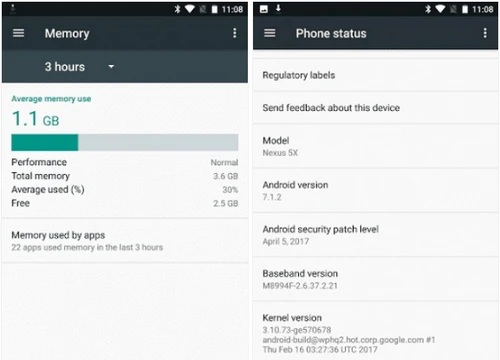 Chiếc Nexus 5X sau khi nâng cấp RAM thành công.