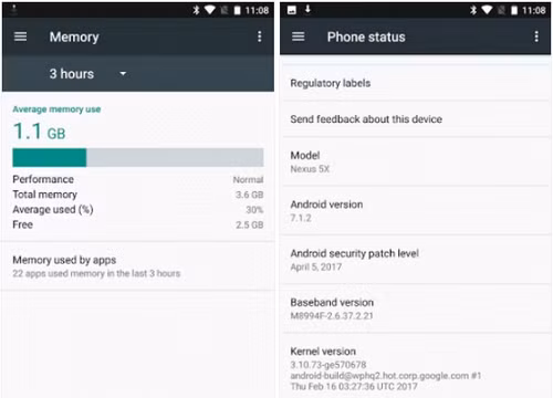 Chiếc Nexus 5X sau khi nâng cấp RAM thành công.