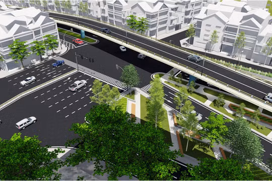 Phối cảnh cầu vượt tại nút giao An Dương - đường Thanh Niên (Ảnh: Ban quản lý dự án đầu tư xây dựng công trình giao thông thành phố Hà Nội).