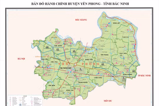 Địa điểm thực hiện dự án tại xã Đông Tiến, xã Trung Nghĩa và thị trấn Chờ, huyện Yên Phong.