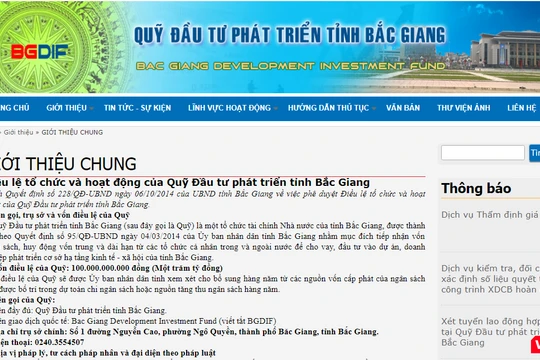 Quỹ đầu tư phát triển tỉnh Bắc Giang được thành lập năm 2014, trực thuộc tỉnh Bắc Giang.
