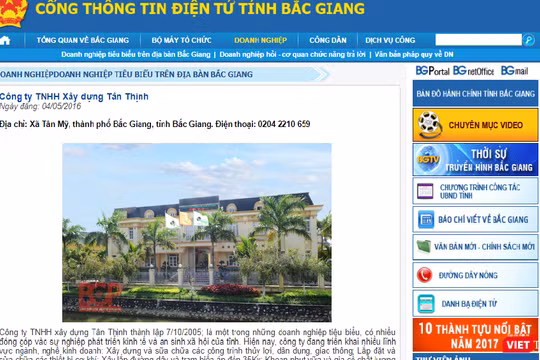 Công ty Tân Thịnh được chỉ định thầu dự án BT ở Bắc Giang.