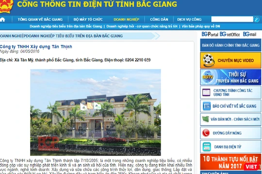 Công ty Tân Thịnh được chỉ định thầu dự án BT ở Bắc Giang.