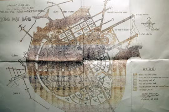 Bản đồ được cho là quy hoạch 1/5.000 khu đô thị mới Thủ Thiêm được Thủ tướng phê duyệt năm 1996.