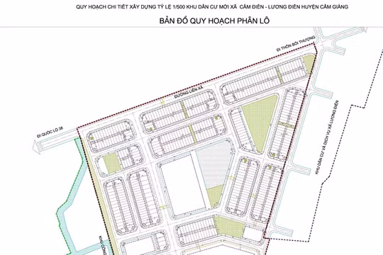 Bản đồ quy hoạch phân lô khu dân cư mới Cẩm Điền - Lương Điền/ Ảnh: baohaiduong.vn