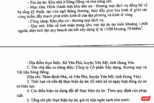 Công ty CP Xây dựng, thương mại và vật liệu Sông Hồng vừa được UBND tỉnh Hưng Yên lựa chọn là nhà đầu tư thực hiện dự án Khu nhà ở Sông Hồng và chợ nông sản theo hình thức chỉ định.