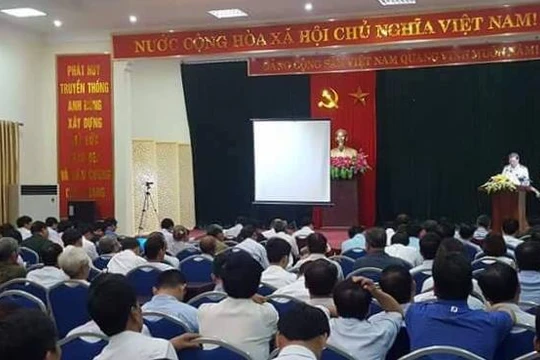 Buổi công bố Dự thảo Kết luận thanh tra diễn ra tại Trụ sở UBND huyện Mỹ Đức, Hà Nội.