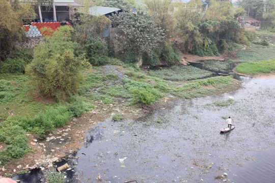 Ô nhiễm sông Đáy (Ảnh: Quang Vững)