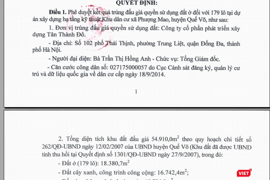 Quyết định phê duyệt của Bắc Ninh.