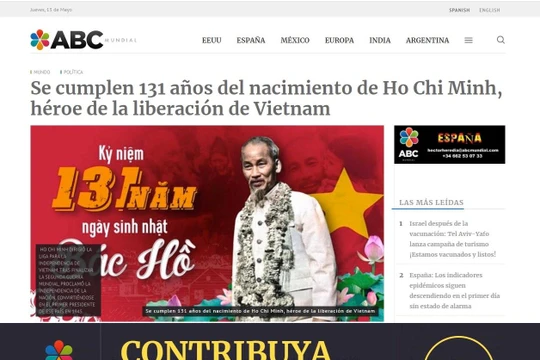 Ảnh chụp màn hình bài viết về Chủ tịch Hồ Chí Minh trên trang ABC Mundial