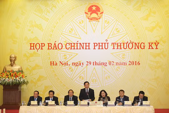 hiên họp báo thường kỳ Chính phủ tháng 2/2016 - Ảnh: VGP/Quang Hiếu