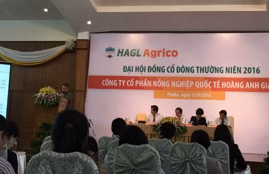 Đại hội đồng cổ đông thường niên HAGL Agrico năm 2016 diễn ra tại Gia Lai. Ảnh: N.Thảo