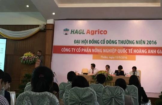 Đại hội đồng cổ đông thường niên HAGL Agrico năm 2016 diễn ra tại Gia Lai. Ảnh: N.Thảo