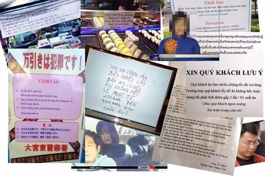 Những tấm biển kêu gọi cảnh giác, nhắc nhở về tình trạng du khách Việt Nam sai phạm đã xuất hiện ngày càng nhiều nơi trên thế giới. Ảnh: vietnamnet.vn