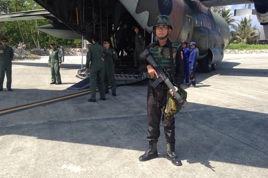 Chuyến đổ bộ phi pháp của Đài Loan lên đảo Ba Bình. Ảnh: Twitter của Ben Blend