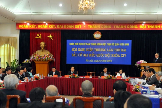 Đoàn Chủ tịch Ủy ban Trung ương MTTQ VN hội nghị hiệp thương lần thứ 2 - Ảnh: Hoàng Long